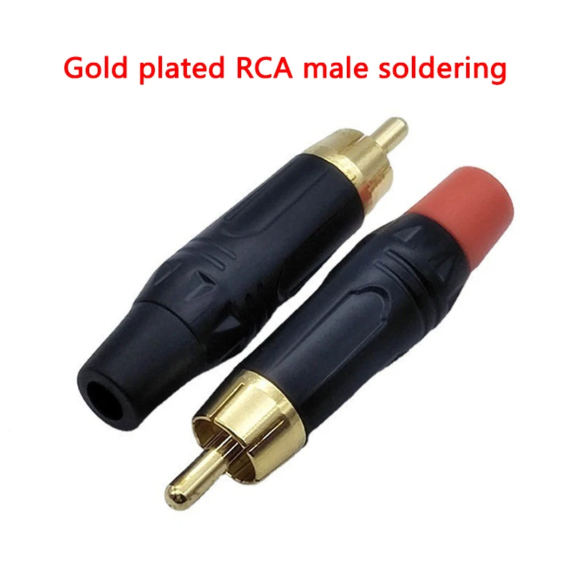 1 pair RCA Male/Female Audio Video Jack Connector Lotus Jack Black Plating Electrophoresis With Gold Plated Head