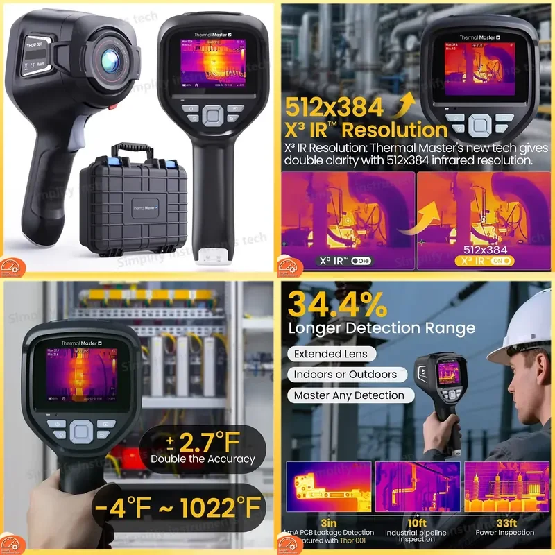 Handheld Thermal Imager 512x384 IR Resolution 4X Digital Zoom Macro Lens for Water Leak Detection Electrical