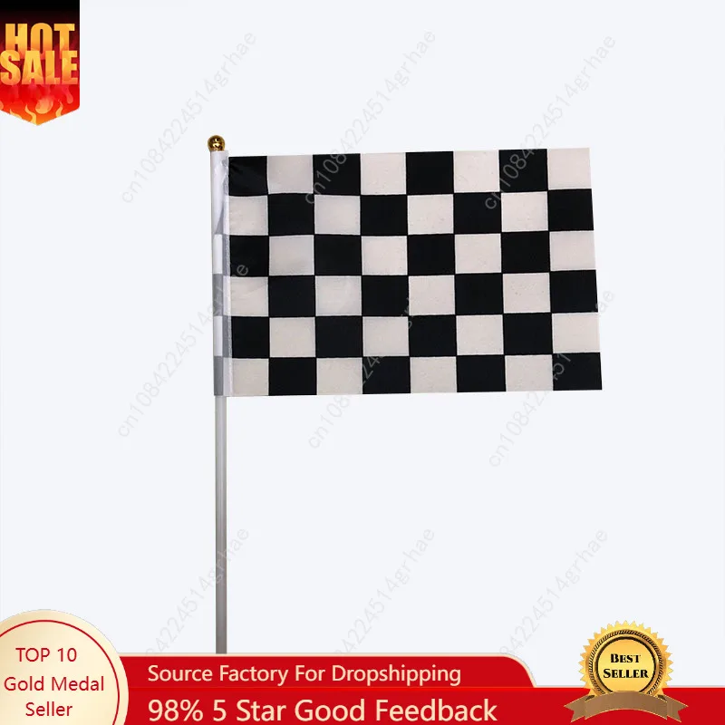 

Racing Flag Hand Waving Flags Black White Checkered Small Mini Hand Held Flags 10 Pcs Sporting Event Support Handheld Flag