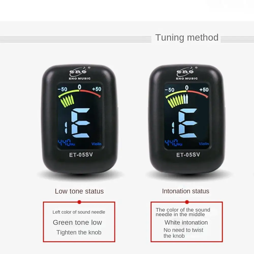 

Violin Parts Accessories ET05V ENO Violin Tuner Portable Mini Electronic Tuner 360 Degree Universal Clip-on Tuner Viola