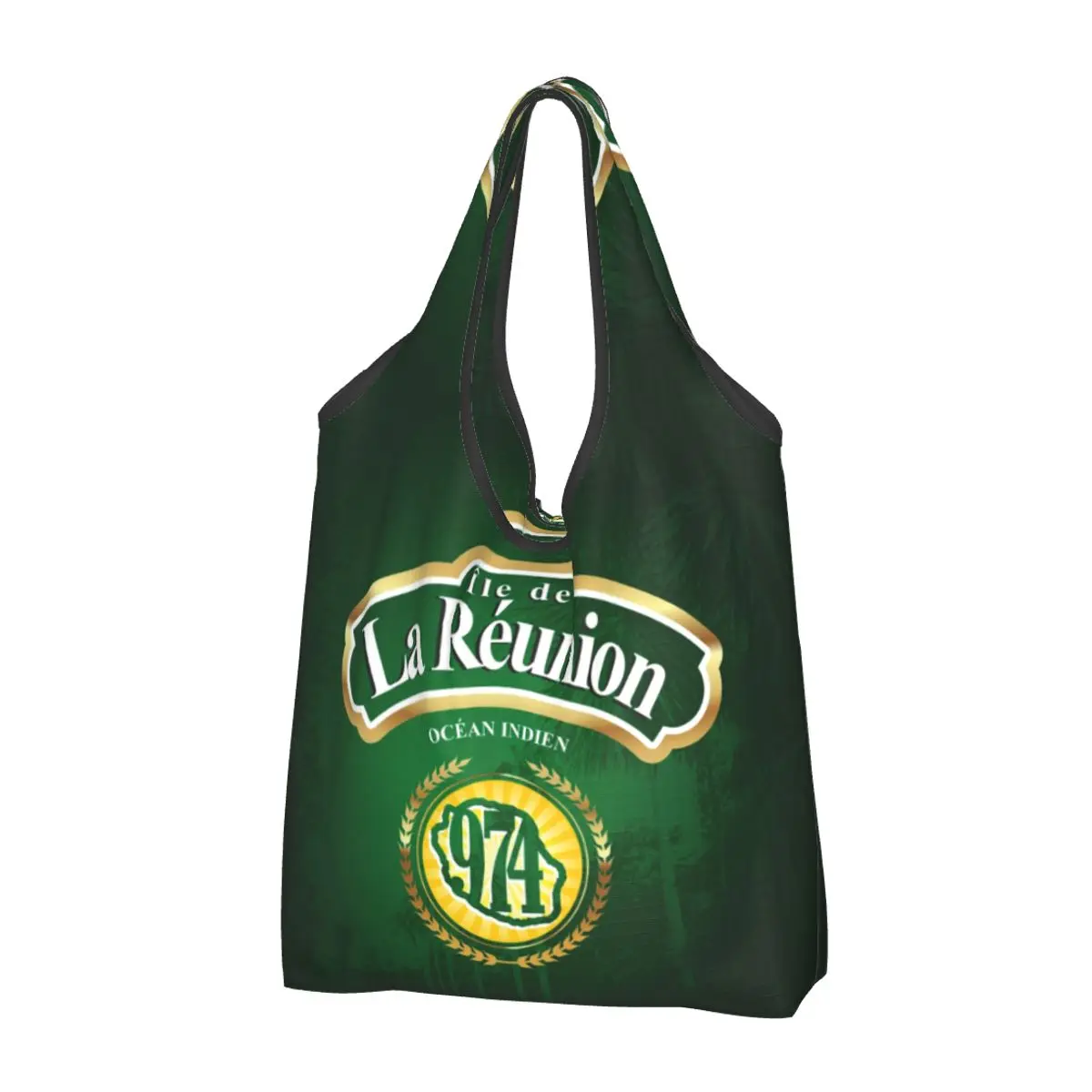 Fashion 974 Reunion Island Shopping Tote Bag Portable Margouillat Isle Beach Indian Ocean Grocery Shoulder Shopper Bag