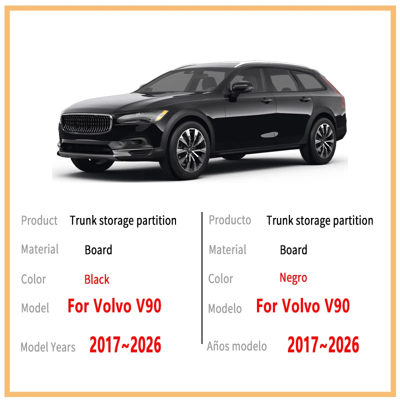 For Volvo V90 2017~2026 Multifunction Trunk Storage Partition Thickening Storage Auto Interior Parts Organizer Car Accessories