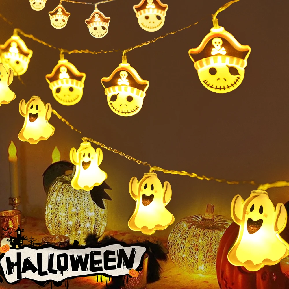 LED Halloween Light String Pumpkin Ghost Captain Ghost Festival Party Lantern Home Bar Horror Halloween Party  Decoration Lights