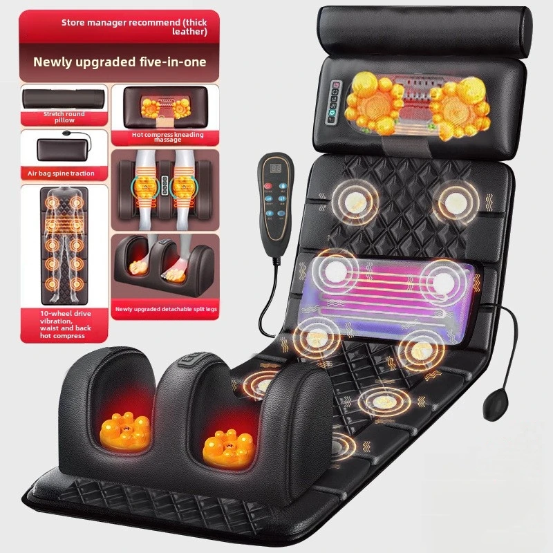 Elektrisch full-body massagematras met verwarming Handbediening Schouder Nek Taille Airbag Rugkneden trillingen Massagekussen - afbeelding 1