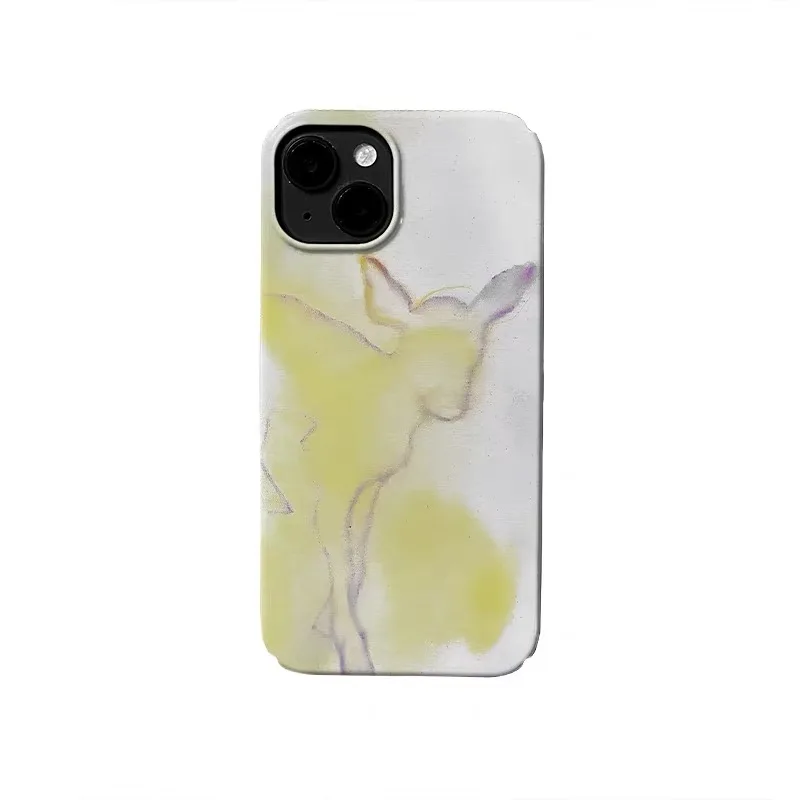 

Yellow Graffiti Deer Cartoon Phone Case for IPHONE 17 Air 16E 15 PROMAX 14 Plus 13 12 MINI 11 PRO 16Plus XR Acrylic Phone Cover