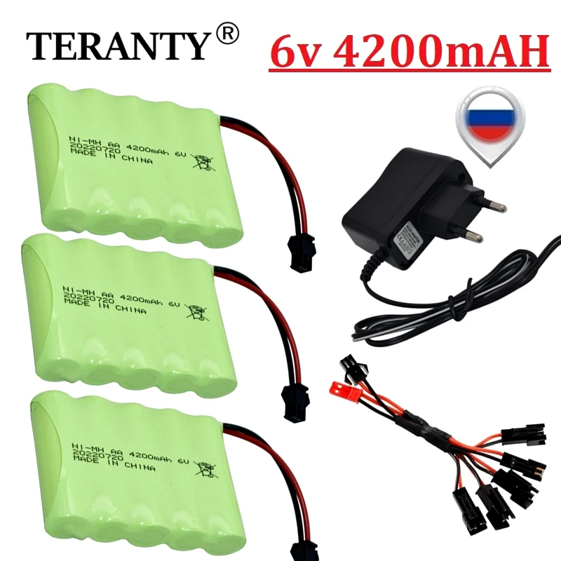 6v 4200mah Ni-MH Battery + Charger For Rc toys Cars Tanks Trucks Robots Boats Guns 3000/3500mAh AA 6v Rechargeable Battery Pack