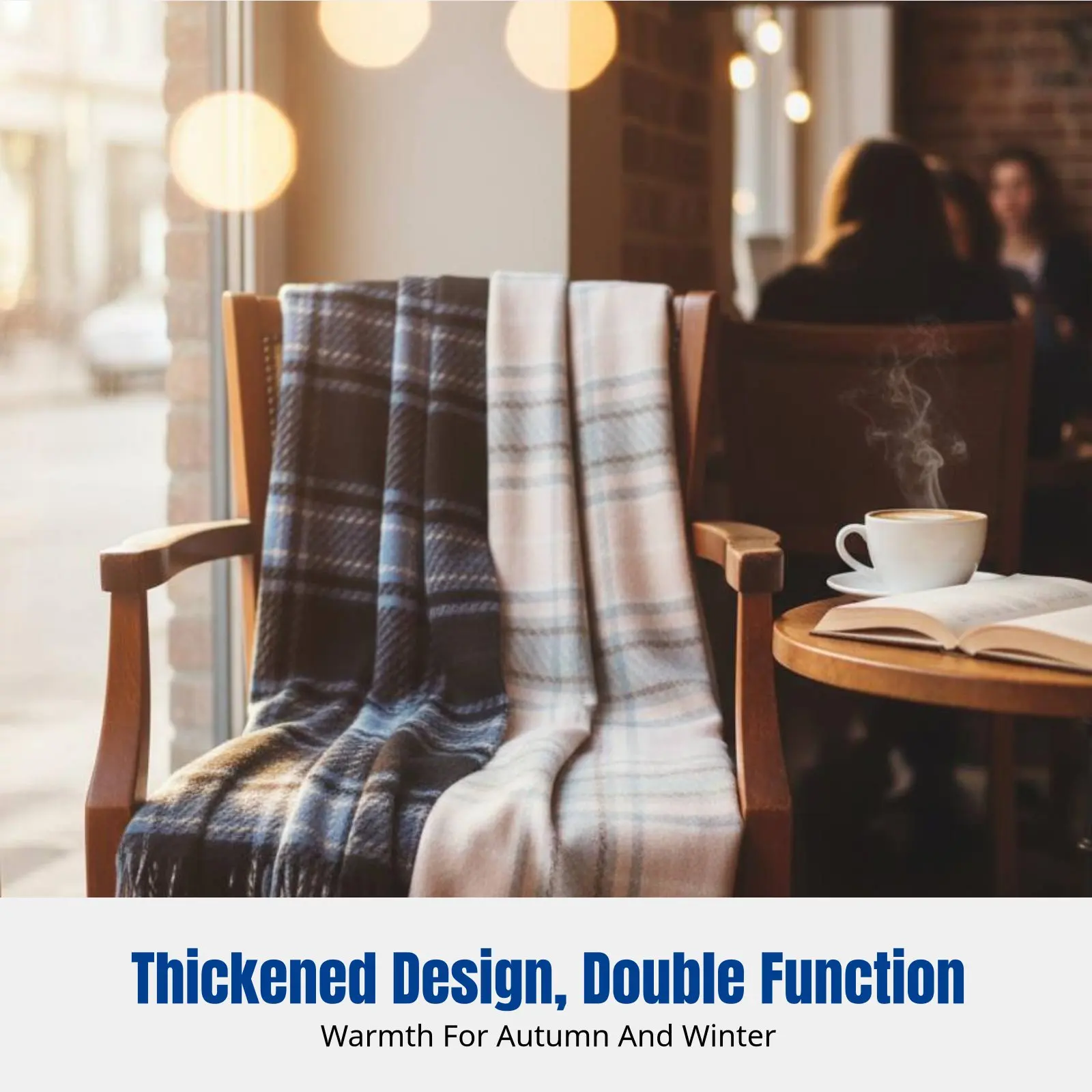 

Plaid Scarf, Thickened Autumn Winter Wrap, Soft Cashmere Feel, Unisex, Korean Style, Large Rectangle