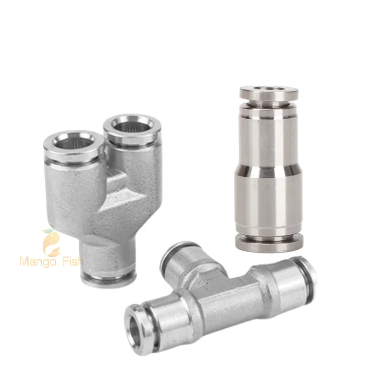 1PCS PU PG PY PW PE PEG 304 Stainless Steel Metal Pneumatic Quick Coupling 4 6 8 10 12 14 16mm Push in Air Hose Connector