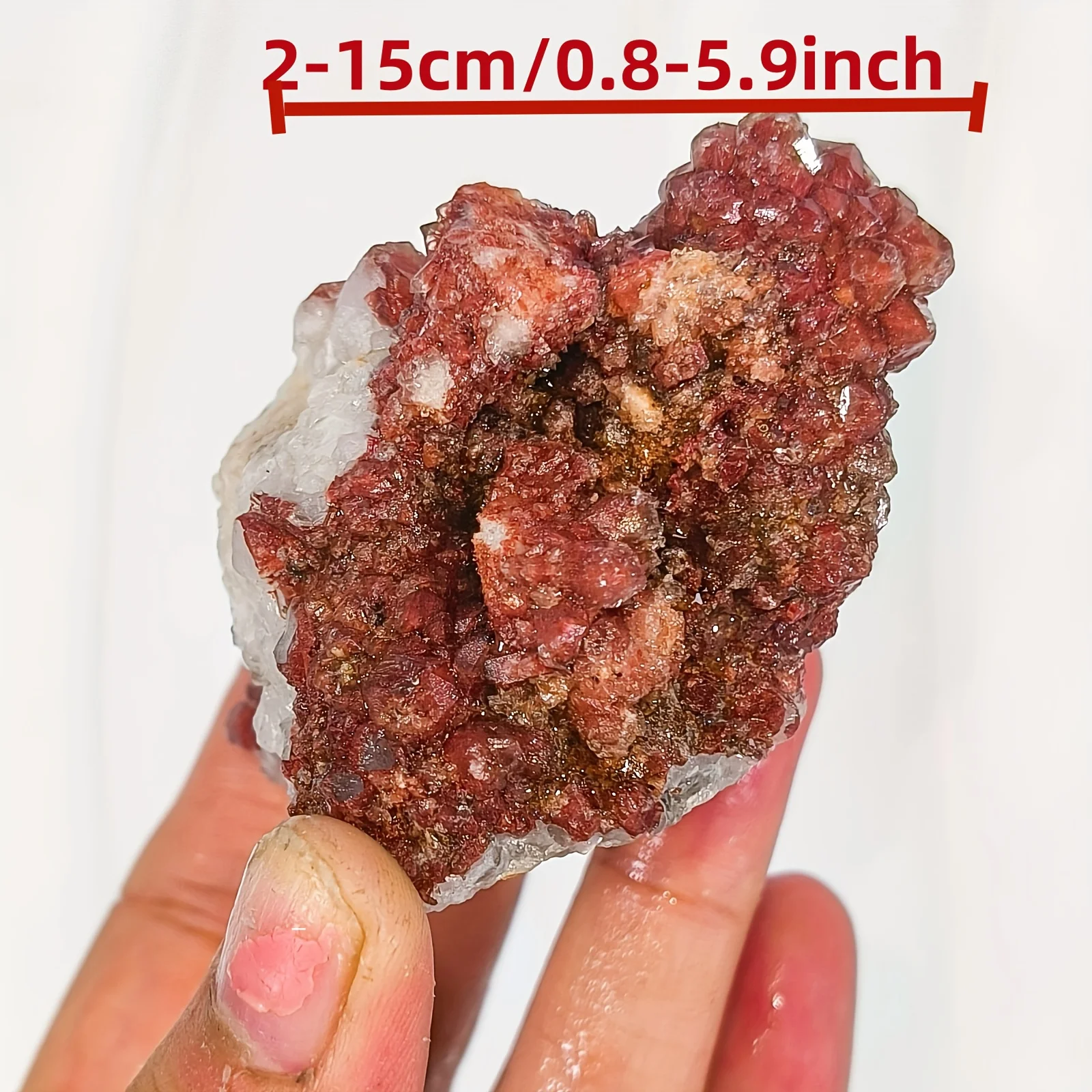 1pc Vanadinite Crystal Cluster Specimen from Morocco, Vibrant Red & White Quartz Crystal Formations, Home Decor, Holiday Gift