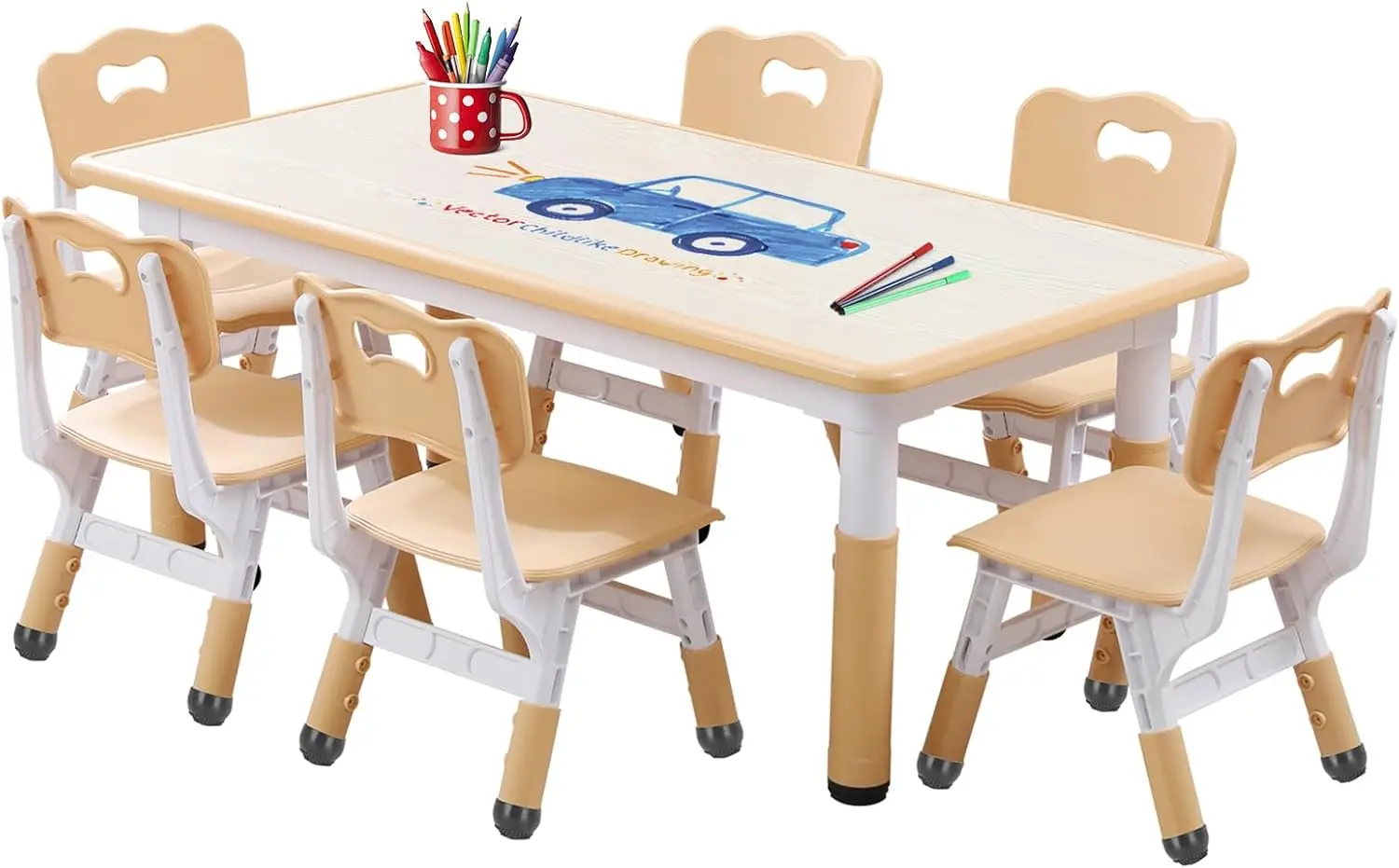 

Kids Table and Chairs, (6 Chairs) and Chair Set, Toddler Table and Chairs, and Chair Set 5-8