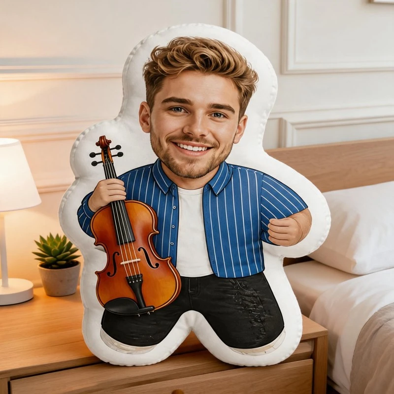 Custom Photo Shaped Pillow, Personalized Face on Rainbow Unicorn Float Design Decorative Cushion, Unique Novelty Home Decor Acce