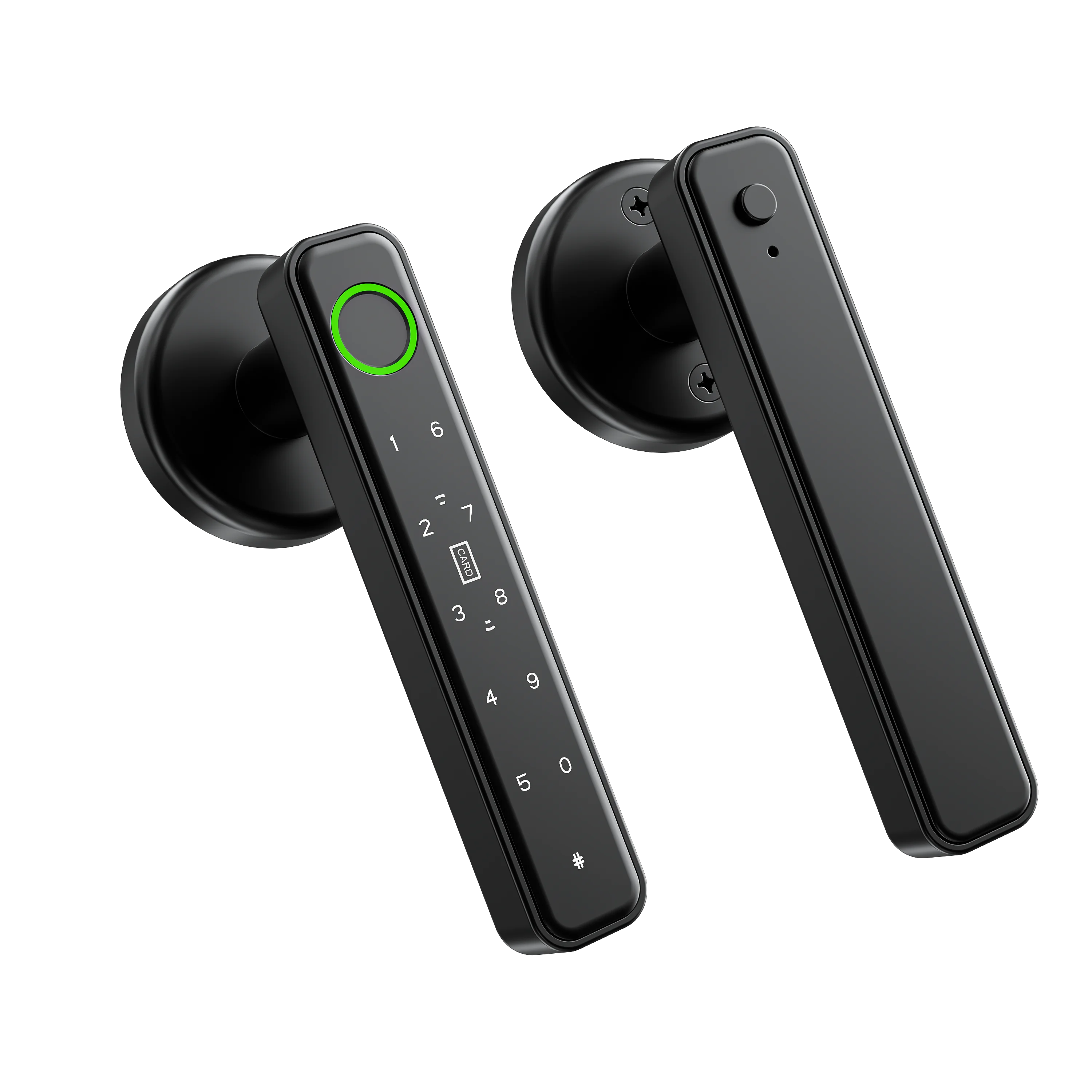 

Smart door handle with key and keypad, Bluetooth keyless entry, biometric fingerprint door lock - privacy and passage handle fun