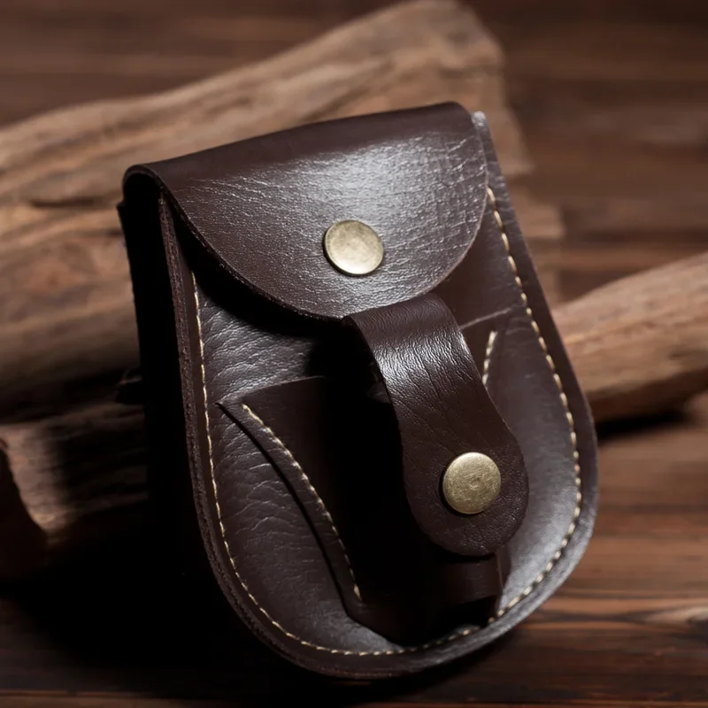 Hunting Handmade Leather Steel Balls Bag Catapult Slingshot  Outdoor Hunting Belt Leather Case Waist Bag