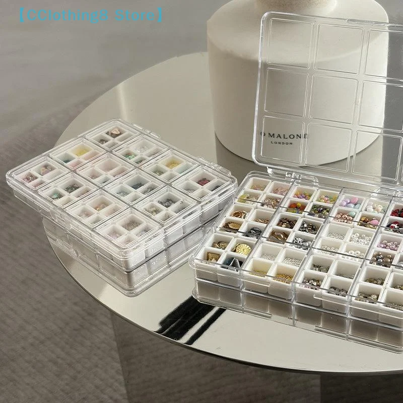 48 Grids Nail Accessories Storage Box Mini Compartment Transparent Jewelry Earring Storage Box Display Organizer 【AliS8】