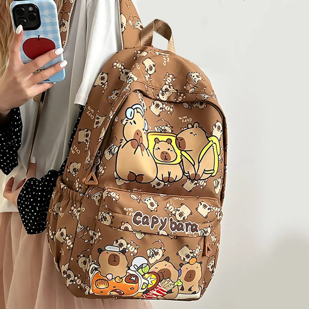 

Детский рюкзак Капибара, новый простой и модный милый рюкзак с принтом для детского сада, мультяшный аниме-дизайн