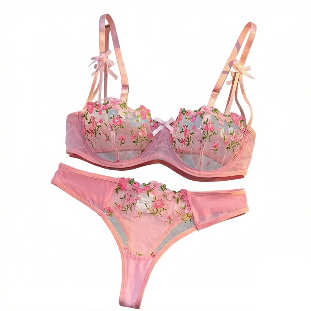 Round Up Night Beautiful Sexy Women 2 Piece Floral Embroidery Underwear Sexy Erotic Lingerie Underwear Lenceria Sexy Sets