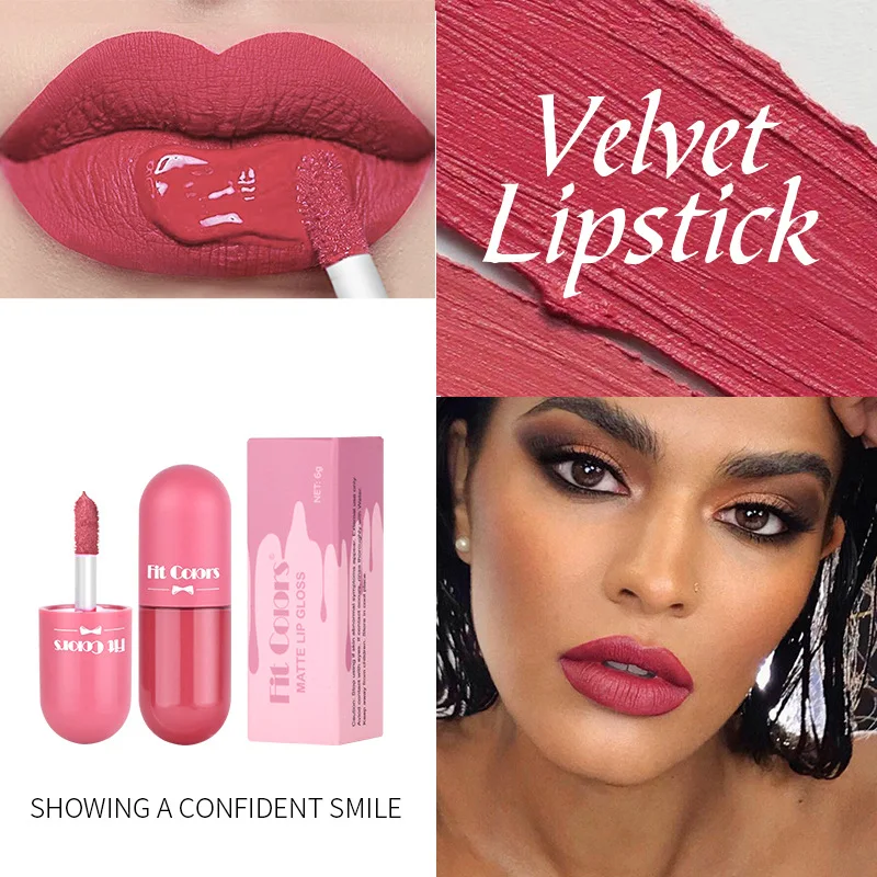 6 Dimensions Mini Lip Makeup Capsules Color Showing Non-Stick Matte Lip Gloss Liquid Lipsticks