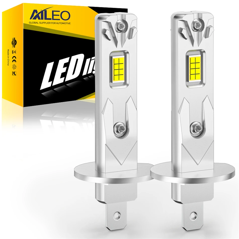 AILEO 2Pcs LED Lights 200W 20000LM H1 6500K Headlight Bulb Mini Size Design Wireless For Car Lamp CSP 7035 Chip White Plug&Play