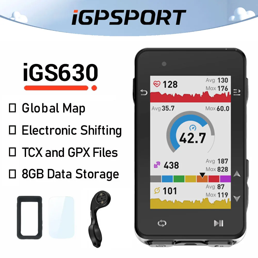 IGPSPORT iGS630 자전거 컴퓨터, 글로벌 맵 사이클링 컴퓨터, 무선 자전거 GPS 컴퓨터, 35H 배터리 수명 지지대 스마트 트레이너 