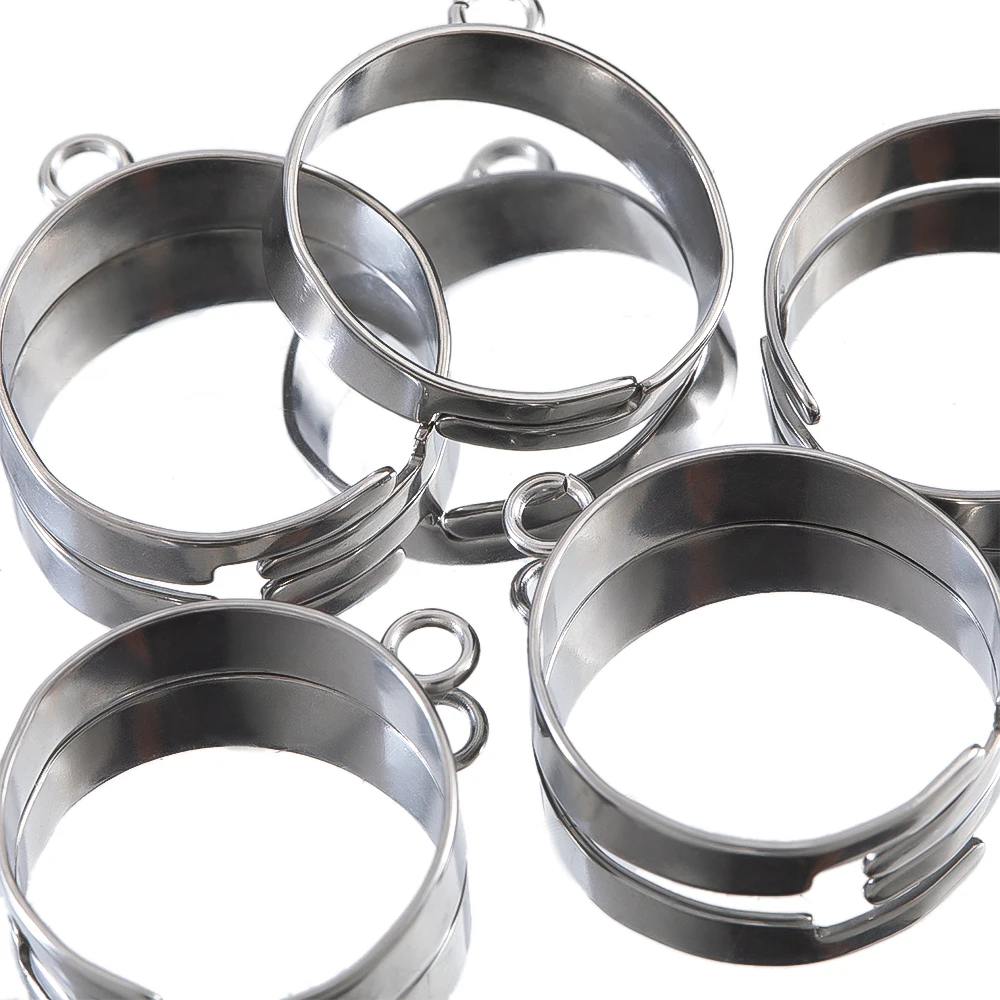 10Pc Stainless Steel Open Ring 4.5mm Wide Dia.19mm Adjustable Ring Settings Blank Rings Base Jewelry Making DIY Finger Ring Loop