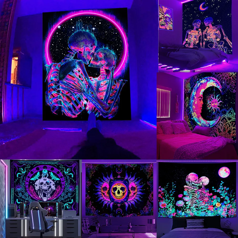 

Psychedelic Tapestry Wall Hanging Cloth Living Room Bedroom Decor Aesthetic Wall Art Alien Boho Anime Tapestry Home Decoration