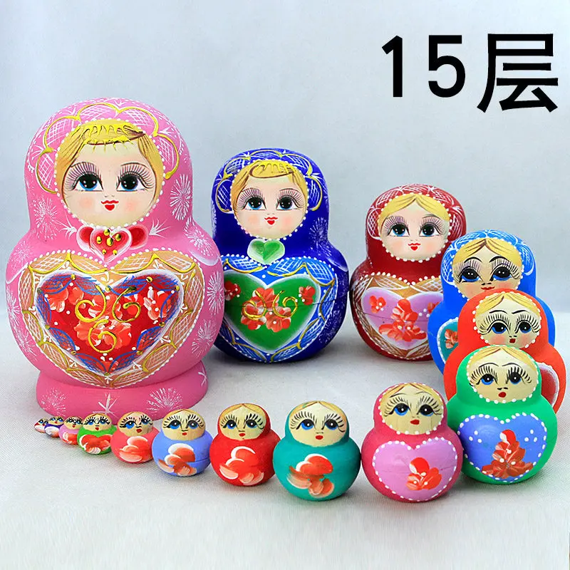 Featuring 15-layer matryoshka lining doll basswood painted Harbin Manzhouli Tourism Commemorative Festival New Year's gift toys
