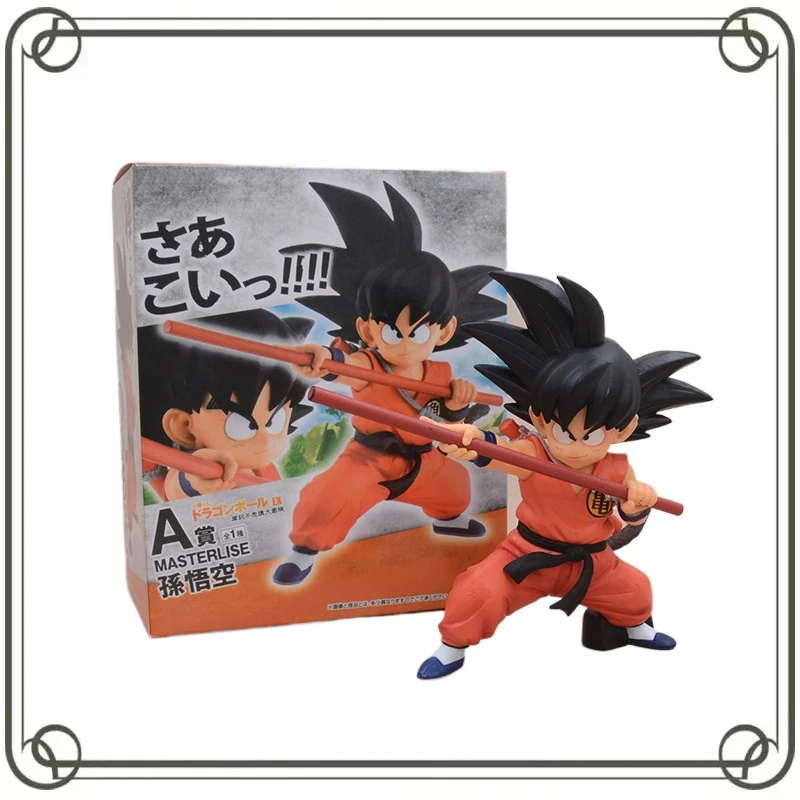 

14CM Super Saiyan Childhood Son Goku Martial Arts Costume Take The Stick Standing Posture Anime Figures Action Figure Model Toys