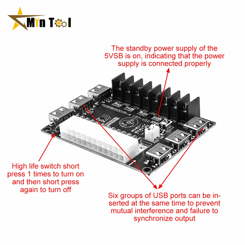 24 Pins/20Pin ATX Power Supply Breakout Board /Acrylic Case Kit Module Adapter Power Connector  Power Supply Accessories