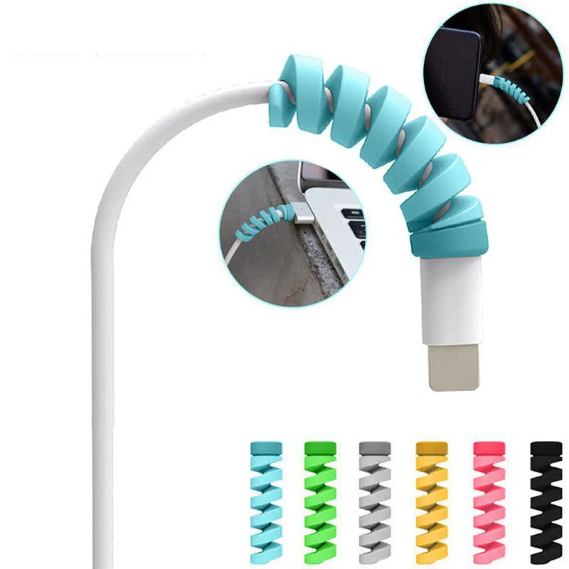6 sztuk darmowa wysyłka kabel Protector silikonowy nawijacz szpulki przewód organizator pokrywa dla Apple iphone USB ładowarka kabel przewód