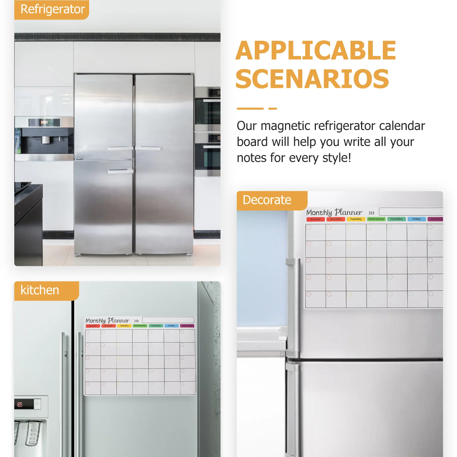 Refrigerators Fridge White Board Whiteboard Magnetic Calendar Schedule Message Dry Erase Work