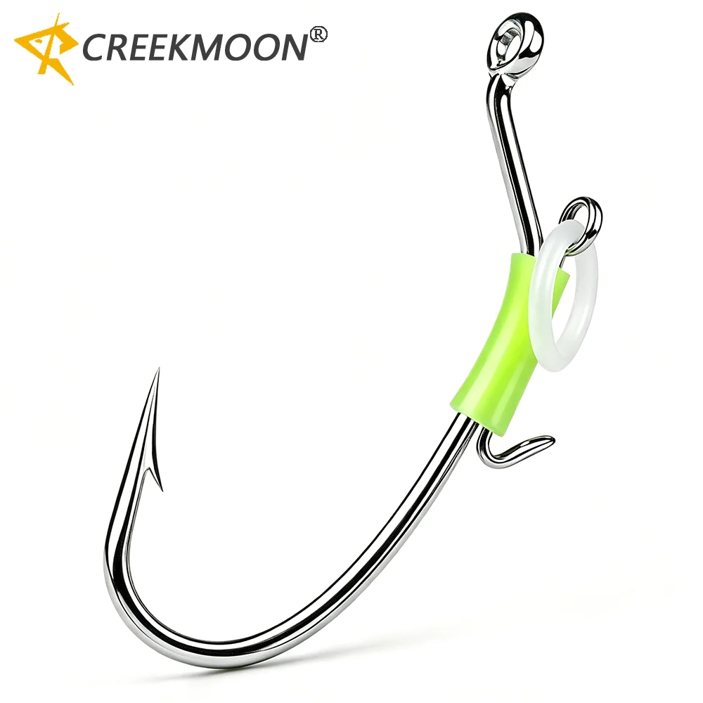 10 hameçons lumineux à ressort pour crevettes vivantes, en acier inoxydable, pour la pêche en eau salée, appâts lumineux dans l'obscurité, hameçons pour crevettes vivantes, montage Shrimp Walker