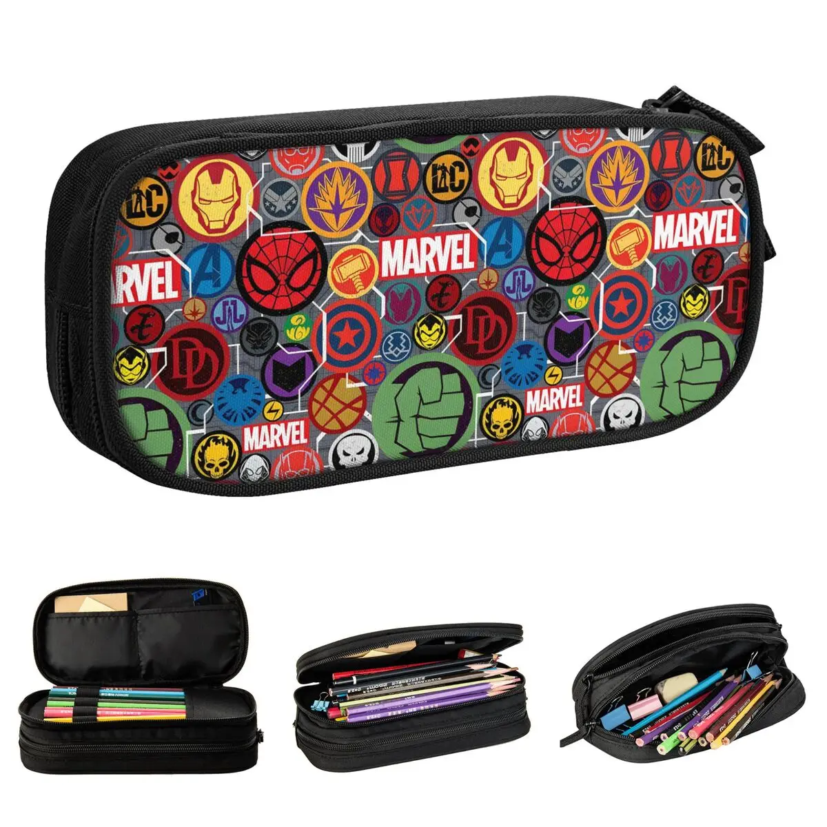 The Avengers Superhero Pencil Case Cartoon Spider-Man Iron Man Pencil Pouch Pen Holder Large Storage Pencil Bags Gift Stationery