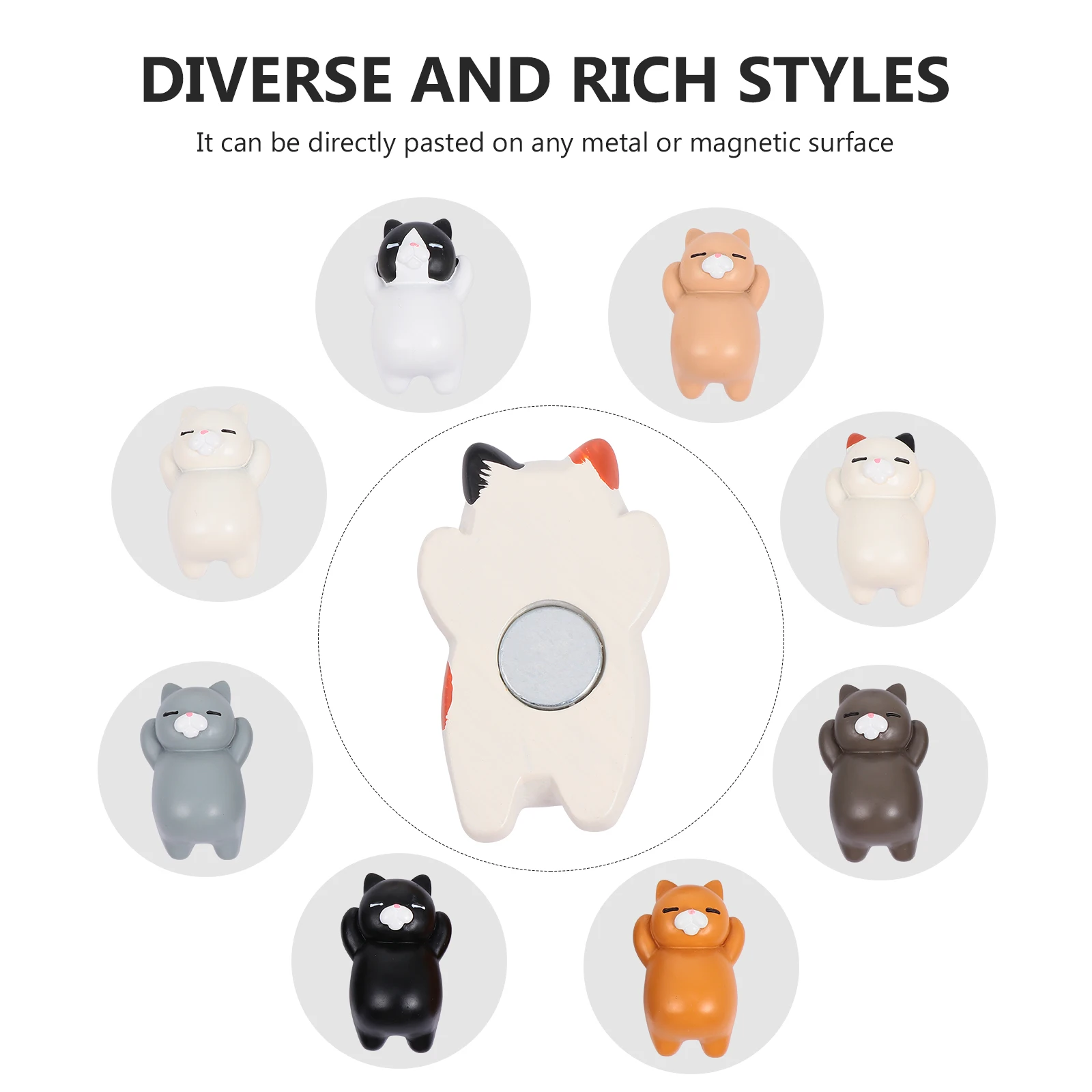 

8Pcs Cat Shape Refrigerator Magnets 3D Resin Fridge Stickers Cute Cartoon Magnetic for Home Decoration Refrigerator Magnet