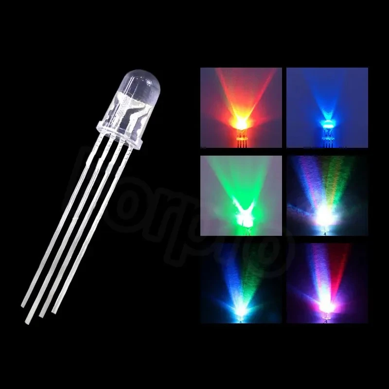 1000PCS 5MM  Clean/Matte 4 Pins  LED Lamps  red Blue green common cathode led  Total negative RGB LED Electronic components