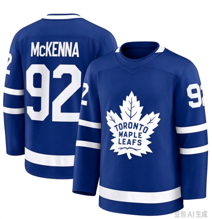 Unisex Toronto Ice Hockey Jersey, Maple Leafs 92 McKenna Long Sleeve Hockey Uniform, Men Women Sports Fan Game Training Top