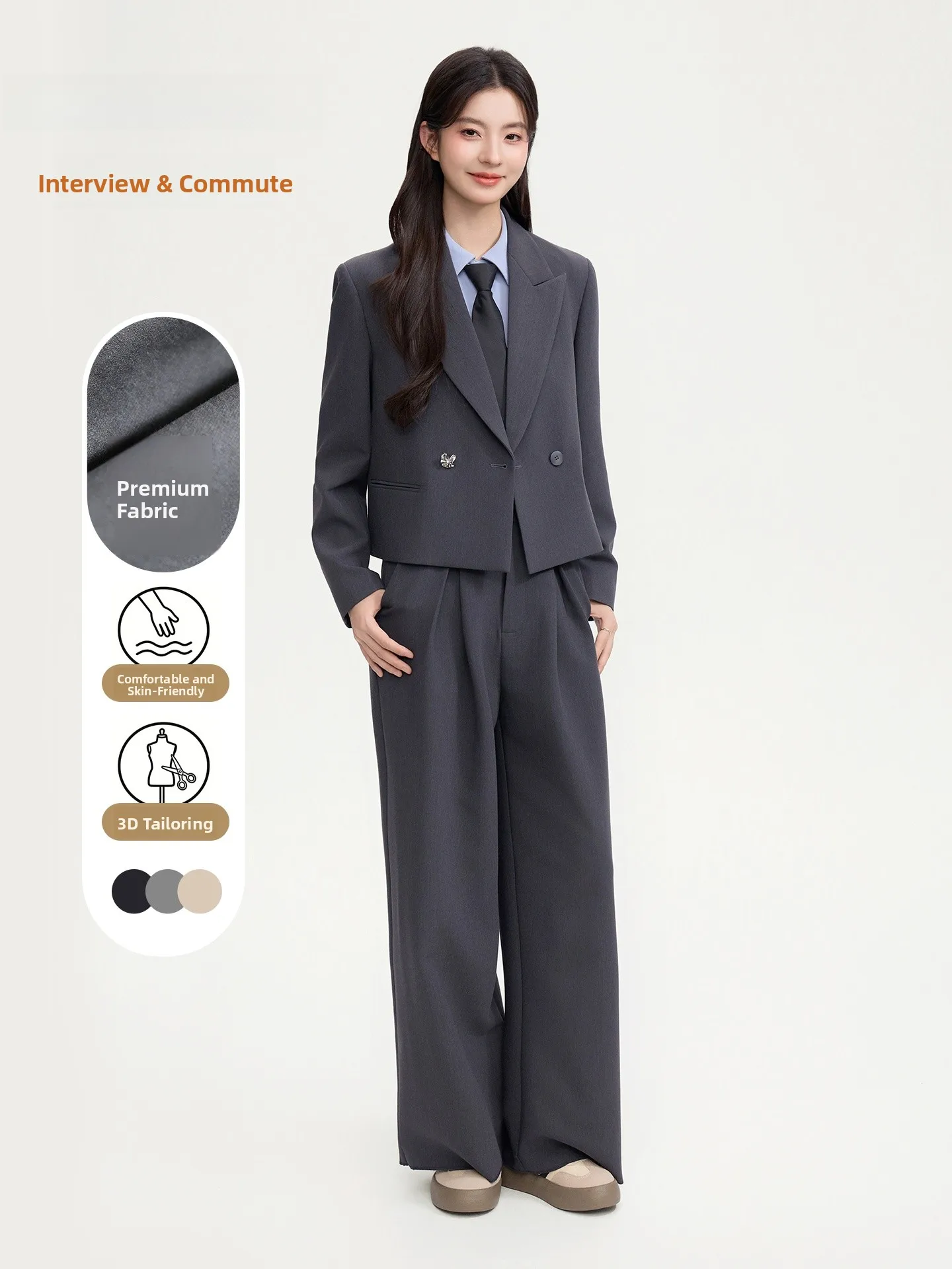 

Good Young Women's ort Suit Jaet Autumn New Sle Commute Formal Slimming Busin Casual Faion Breathable Polyester