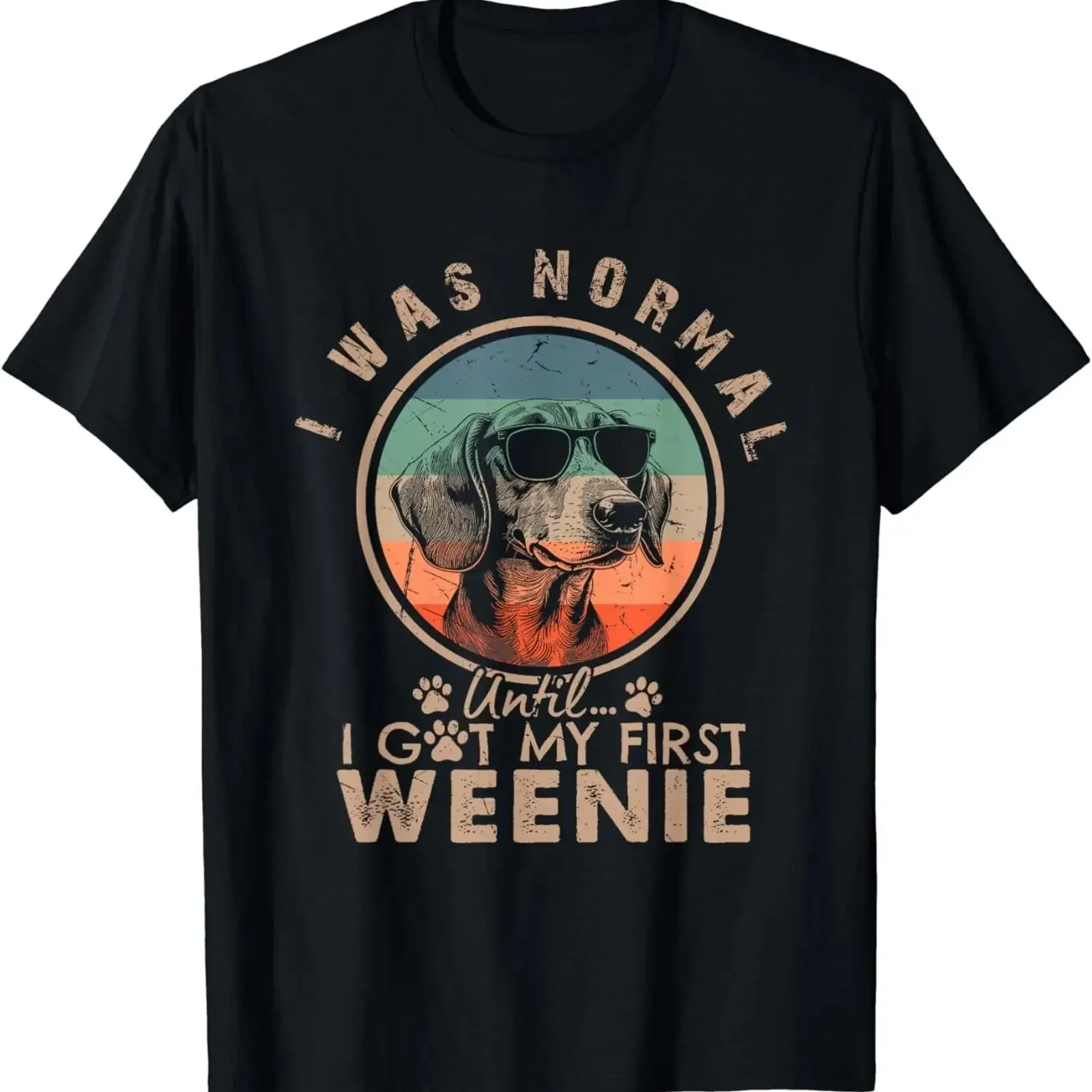 Weenie Dog Owner I Was Normal Until Funny Dachshund Xmas T Shirt vintage Washed Top For Everyday Wear Stylish Stretched