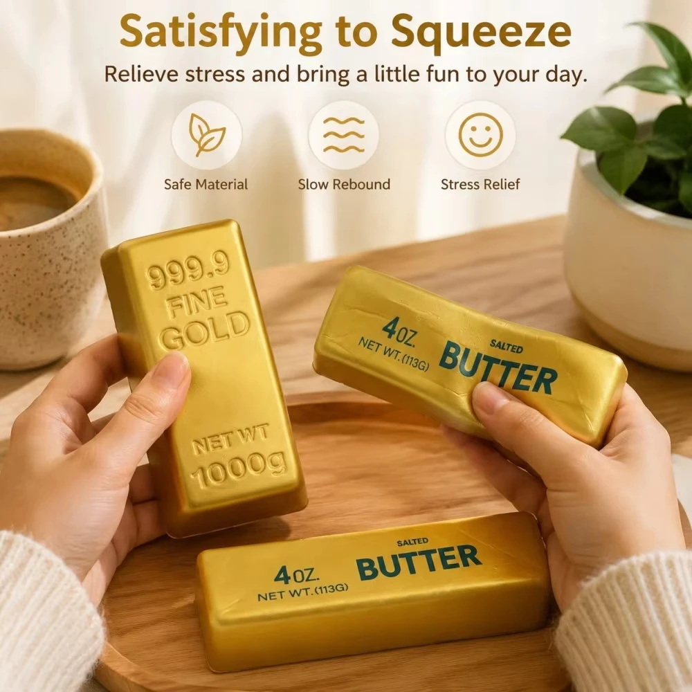 New Butter Stick Fidget Toys Squishy Elastic Cheese Stick Funny Decompression Stress Anxiety Relief Game Squeeze Prank Toy Gift