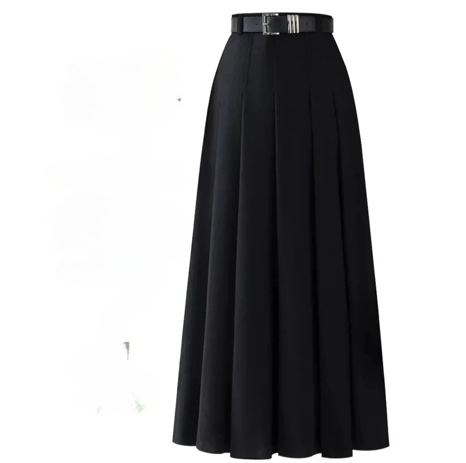 

Плиссированная юбка трапециевидной формы с высокой талией в корейском стиле для женщин, утягивающая универсальная полуюбка длиной миди, новое поступление