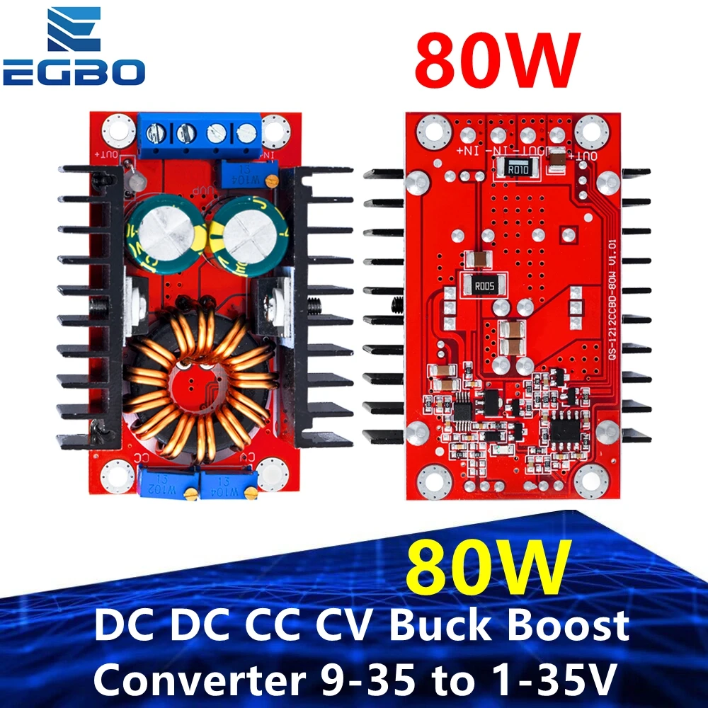 DC DC CC CV Buck Boost Converter 9-35 to 1-35V 80W Buck Booster DC Step Down Step Up Adapter Module Adjustable Voltage Regulator