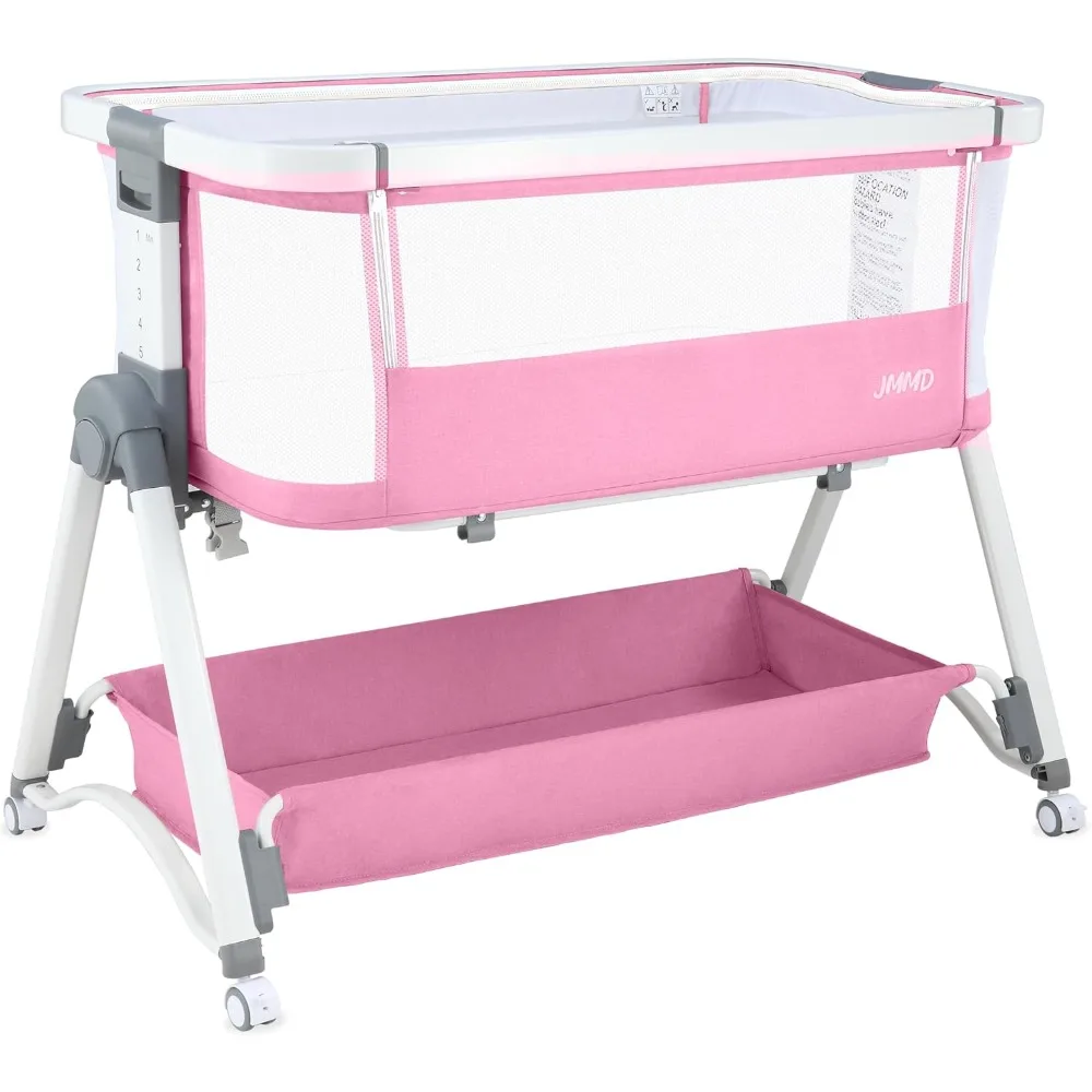Baby Bassinet Bedside Sleeper, 3 in1 Baby Bassinet with 6 Levels Height Adjustable Side Sleeper Foldable and Bedside Sleepers