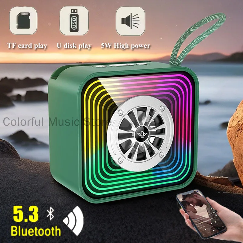 Bicicleta inteligente bluetooth alto-falante mini subwoofer colorido rgb iluminação carga usb portátil mp3 player de música com cartão tf usb dirve
