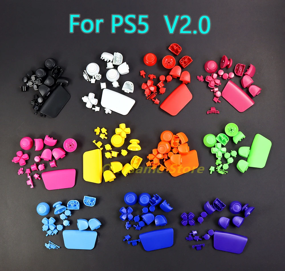 

10sets Solid Color Full Button For PlayStation 5 V2.0 Dpad R1 L1 R2 L2 Direction Key ABXY Button Joystick Cap For PS5 Controller