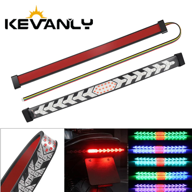 27CM Motorcycle Strip Turn Signal Lamp Flowing Dynamic Warning Brake Reverse Tail Light For Truck Tailgate Arrow LED Rear Lights