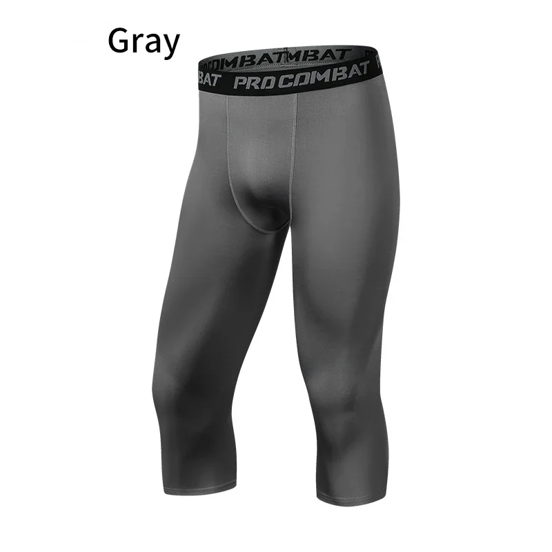 Men Compression Capri Pant Gym Running 3/4 Tights Quick Dry Breathable Basketball Leggings Workout Fitness Men Spandex Pants