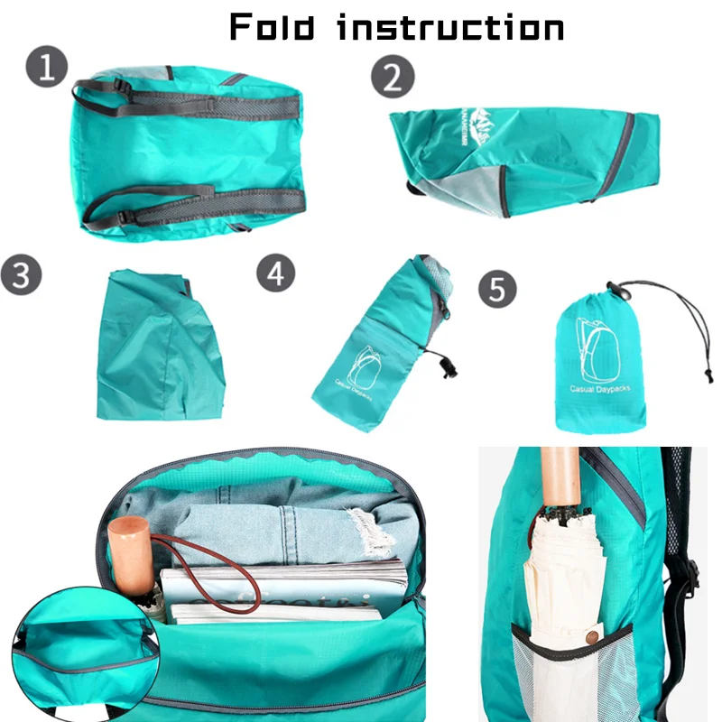Outdoor Neutral Waterproof Foldable Backpack Large Capacity Portable Camping Hiking Day Bag Runing Ultra Light Folding Bag