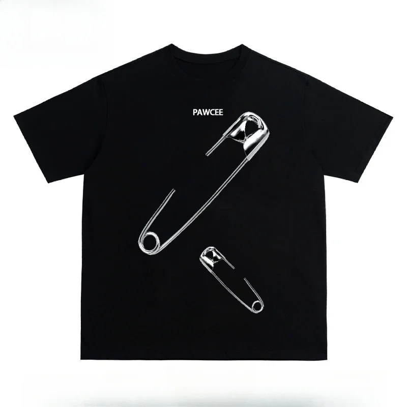 

2025 Новая модная тенденция, ретро уличная булавка, модная брендовая футболка с короткими рукавами и принтом для мужчин и женщин, свободный и универсальный топ для пар