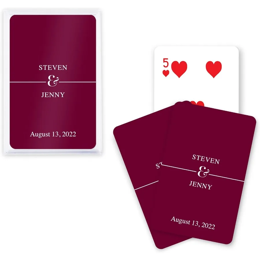 

Уникальные свадебные сувениры для игральных карт на заказ для элегантных мероприятий. Классический дизайн письма. Идеально подходит для персонализированных подарков для гостей. Идеально подходит f.