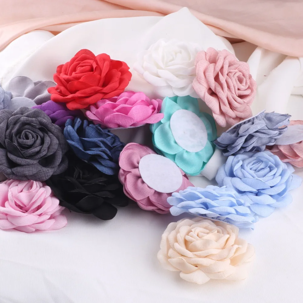 2 Stück/Set 9cm Kamelienblume aus Stoff mit gebranntem Rand, künstliche Blumenapplikation für DIY-Nähprojekte, Hochzeits-Haarnadel-Dekoration – Detail 6