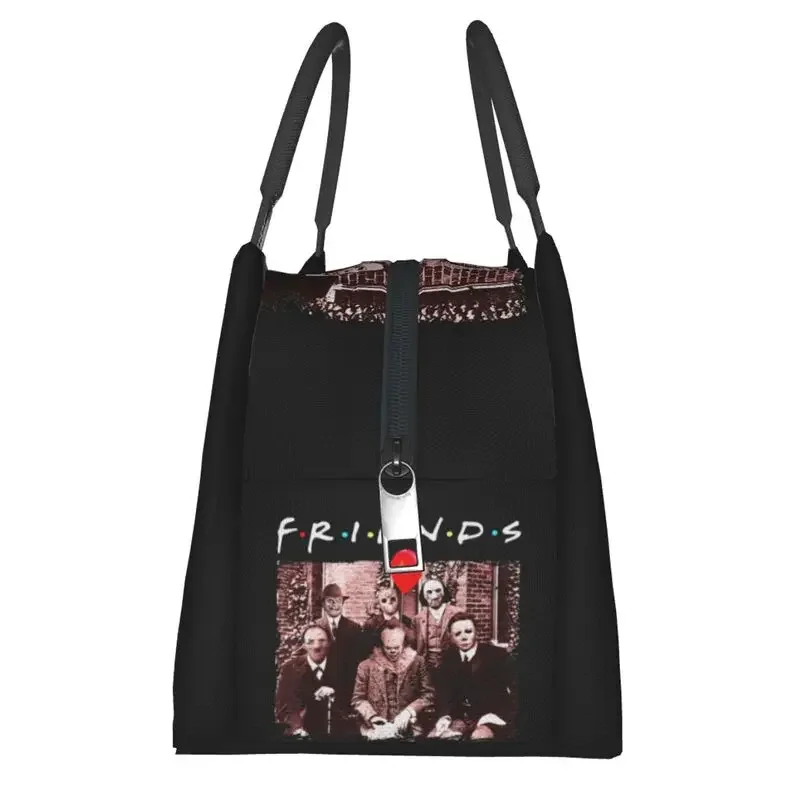 Horror Movie Friends Character Insulated Lunch Tote Bag for Women Halloween Portable Cooler Thermal Bento Box Work Travel